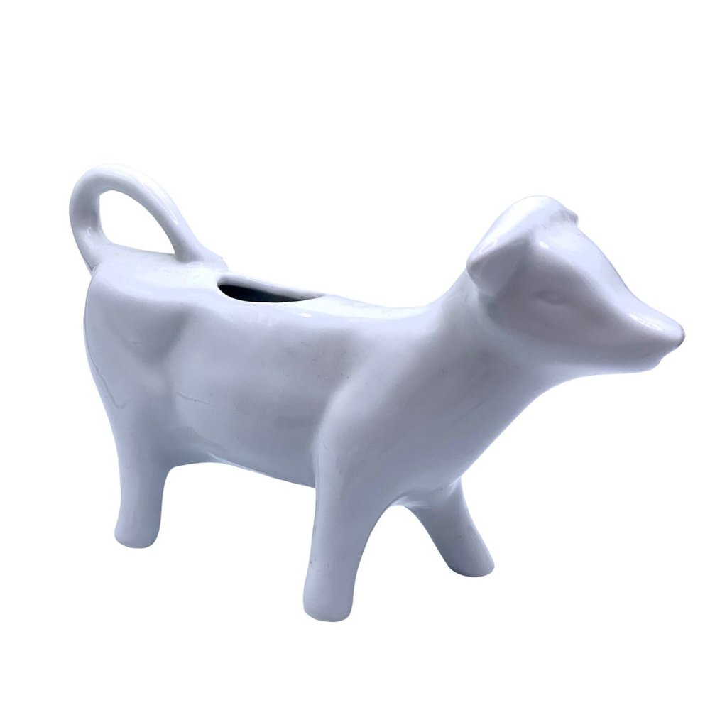 Vintage White Cow Creamer Milk Pitcher Porcelain Farm House Country Moo Handle - Picture 3 of 9